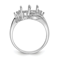 14k White Gold Diamond / Two 6x4 Oval Gemstone Ring Mounting (No Stone Included)