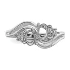 14k White Gold Diamond / Two 6x4 Oval Gemstone Ring Mounting (No Stone Included)