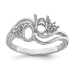 14k White Gold Diamond / Two 6x4 Oval Gemstone Ring Mounting (No Stone Included)