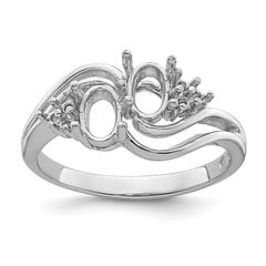 14k White Gold Diamond / Two 6x4 Oval Gemstone Ring Mounting (No Stone Included)