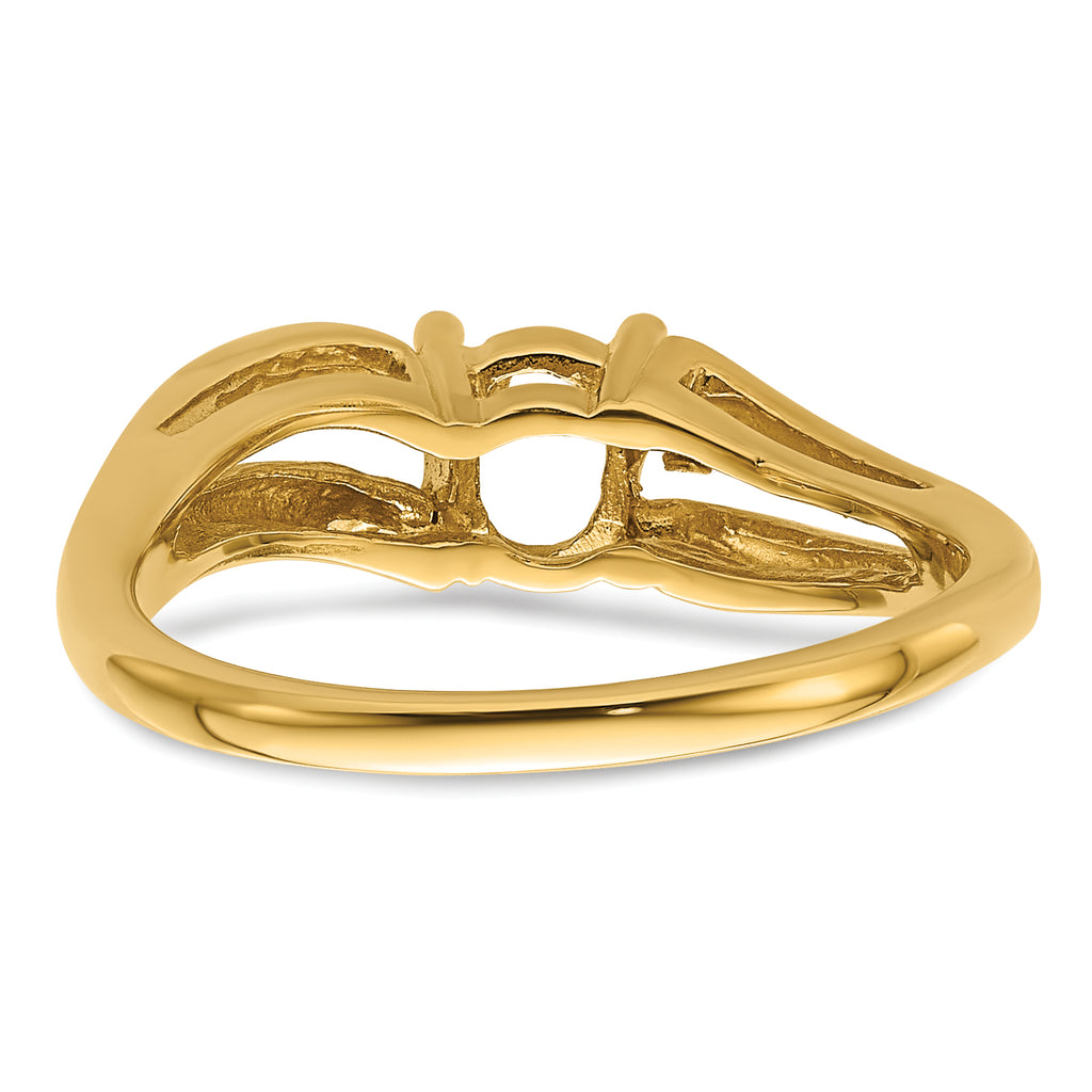 14k 6x4mm Oval Gemstone Ring Mounting (No Stone Included)