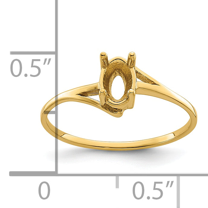 14k 6x4mm Oval Gemstone Ring Mounting (No Stone Included)
