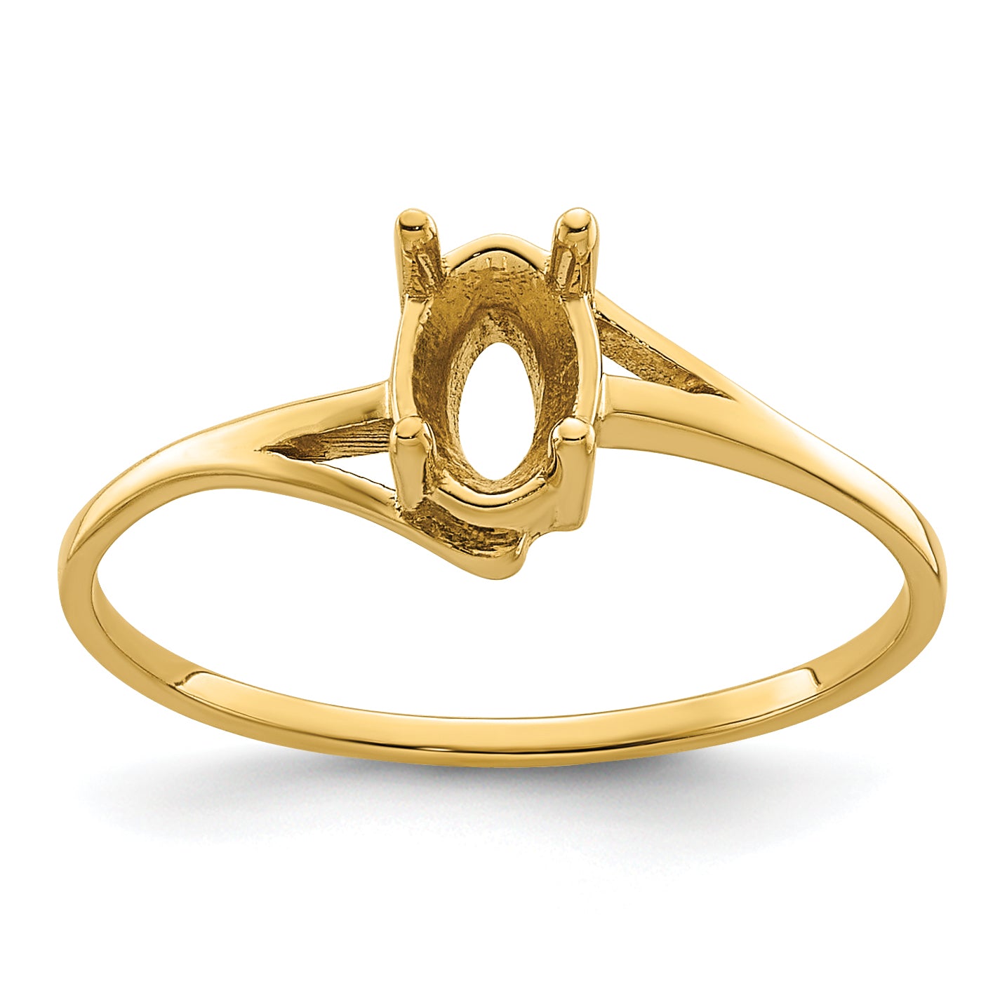 14k 6x4mm Oval Gemstone Ring Mounting (No Stone Included)