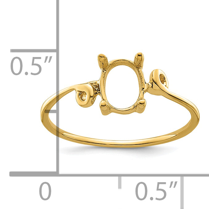 14k 7x5mm Oval Gemstone Ring Mounting (No Stone Included)