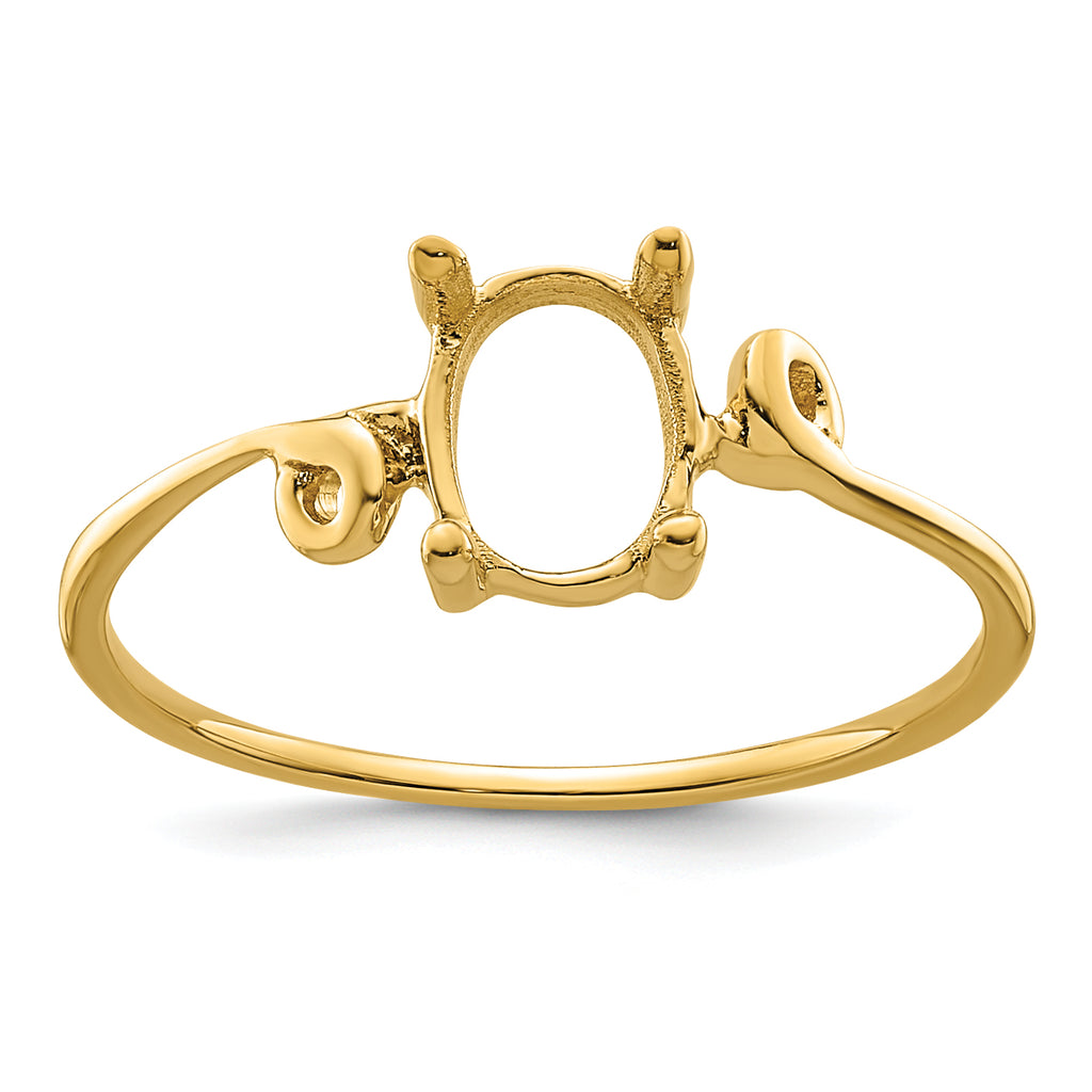 14k 7x5mm Oval Gemstone Ring Mounting (No Stone Included)