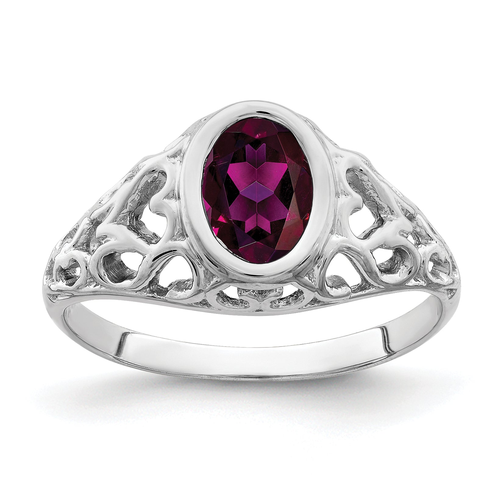 14k White Gold 7x5mm Oval Gemstone Ring Mounting (No Stone Included) Main image