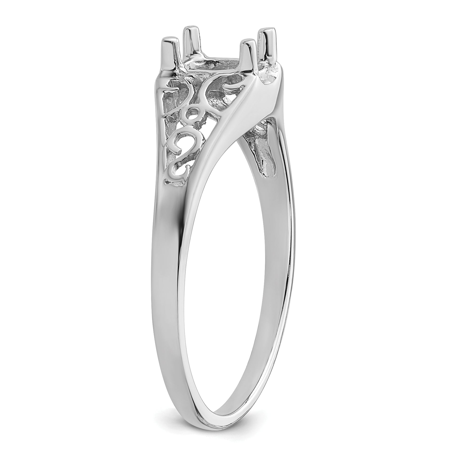 14k White Gold Gemstone Ring Mounting (No Stone Included)