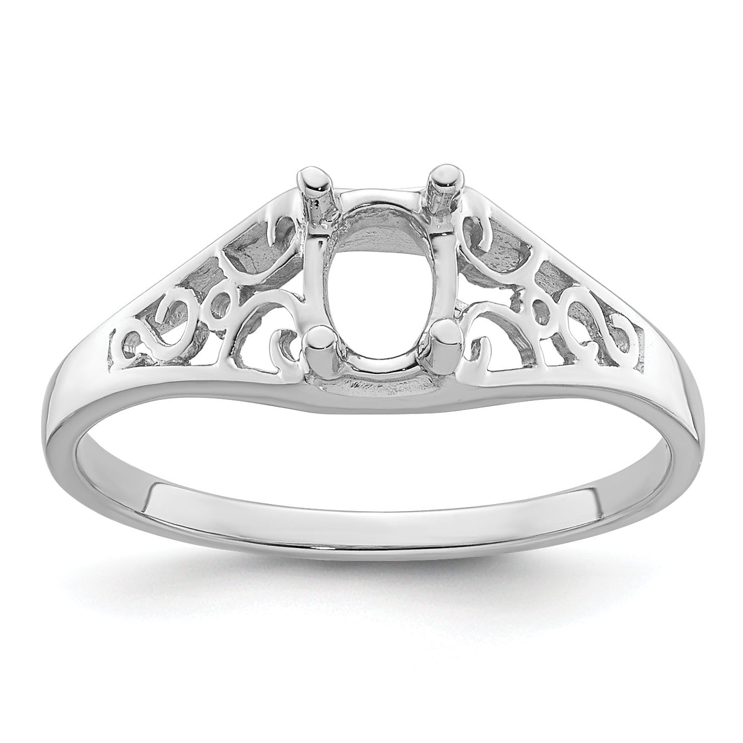 14k White Gold Gemstone Ring Mounting (No Stone Included) Main image