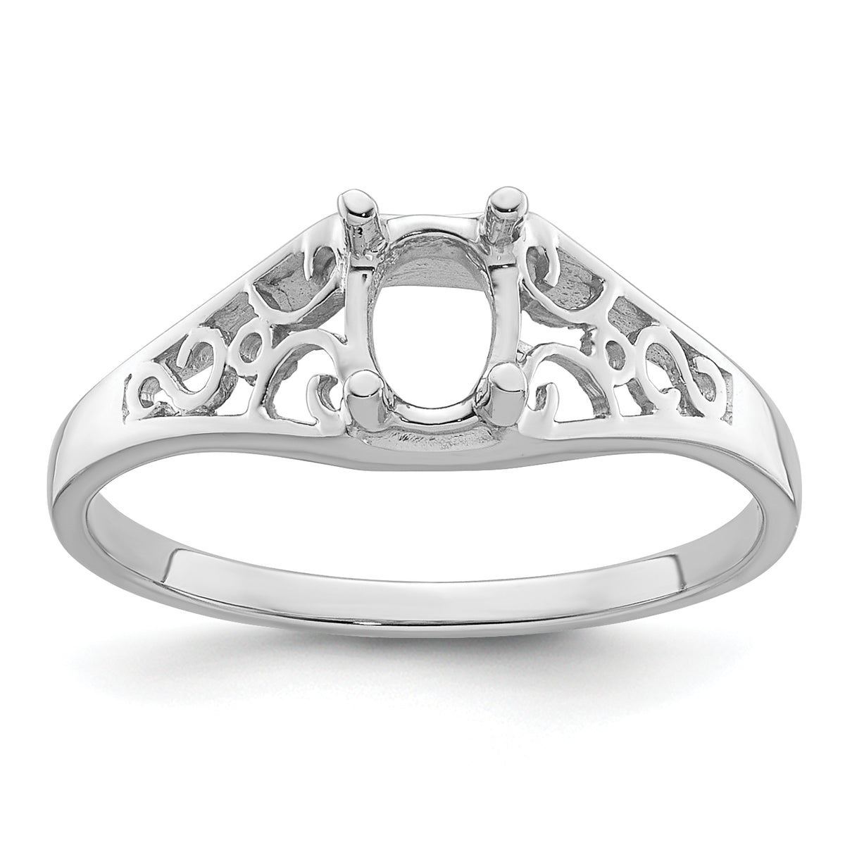 14k White Gold Gemstone Ring Mounting (No Stone Included)