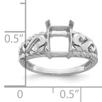 14k White Gold 8x6mm Emerald-cut Gemstone Ring Mounting (No Stone Included)