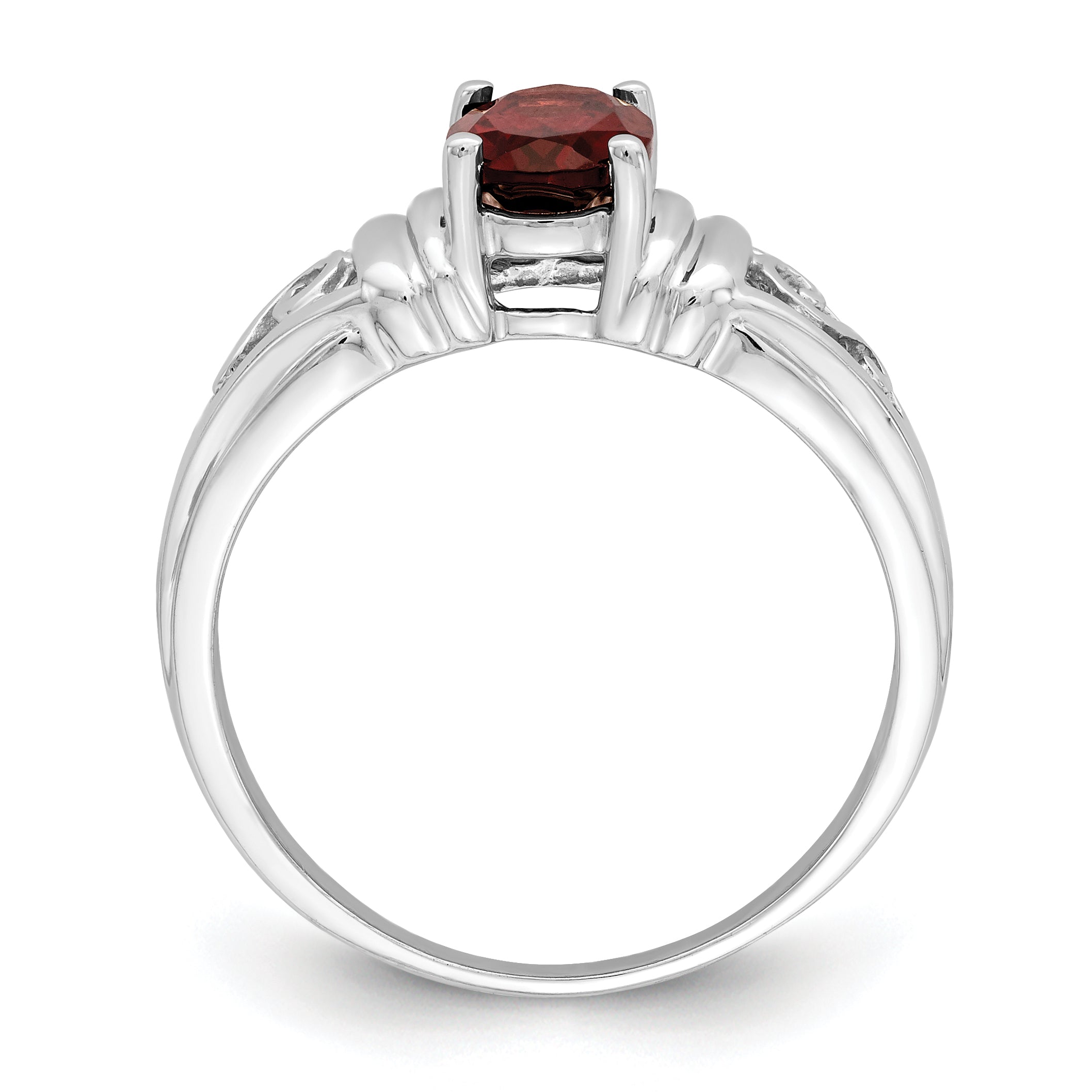 14k White Gold 7x5mm Oval Garnet ring Secondary image