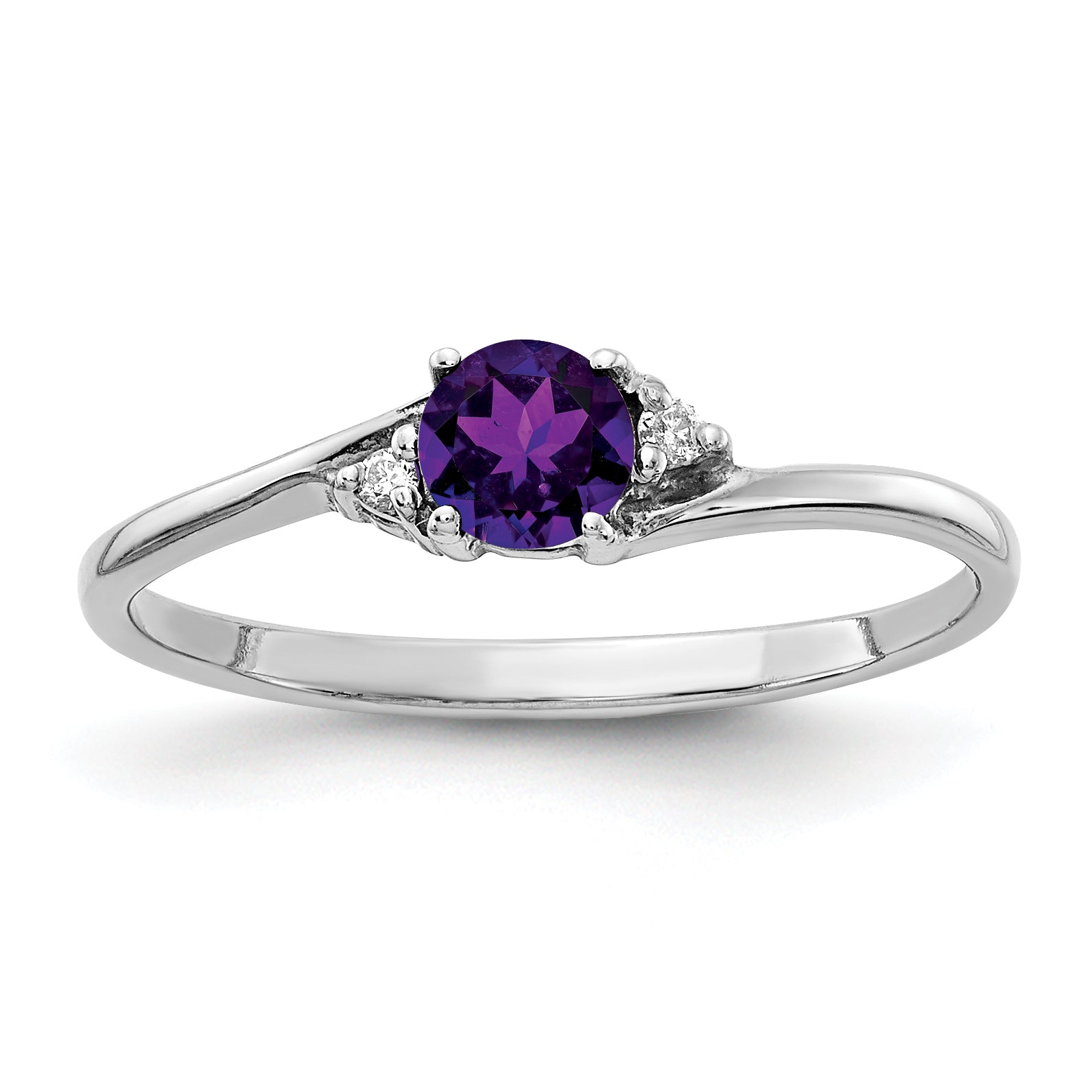 14k White Gold Diamond / 4mm Round Gemstone Ring Mounting (No Stone Included)