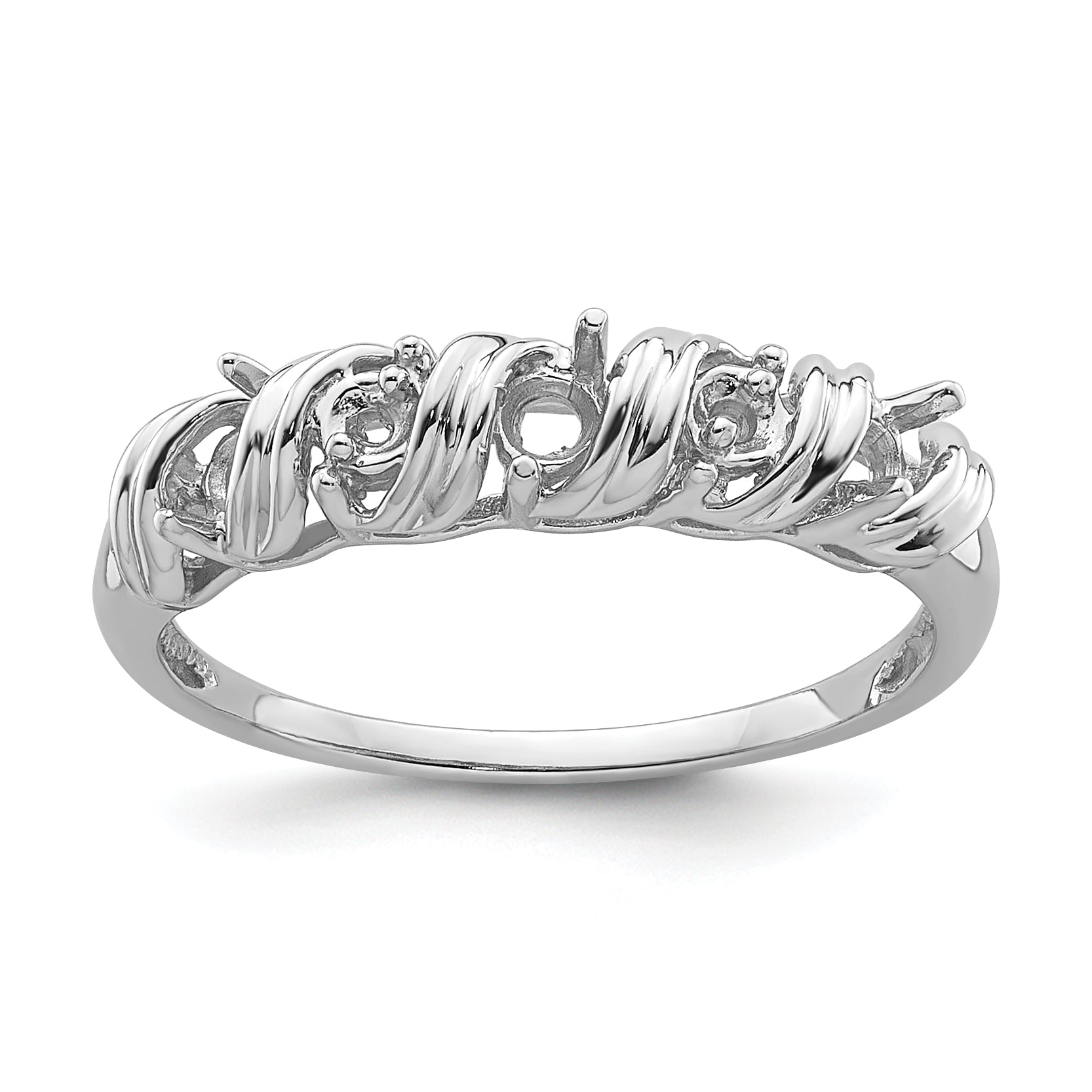 14k White Gold Diamond & Gemstone Ring Mounting (No Stone Included) Main image