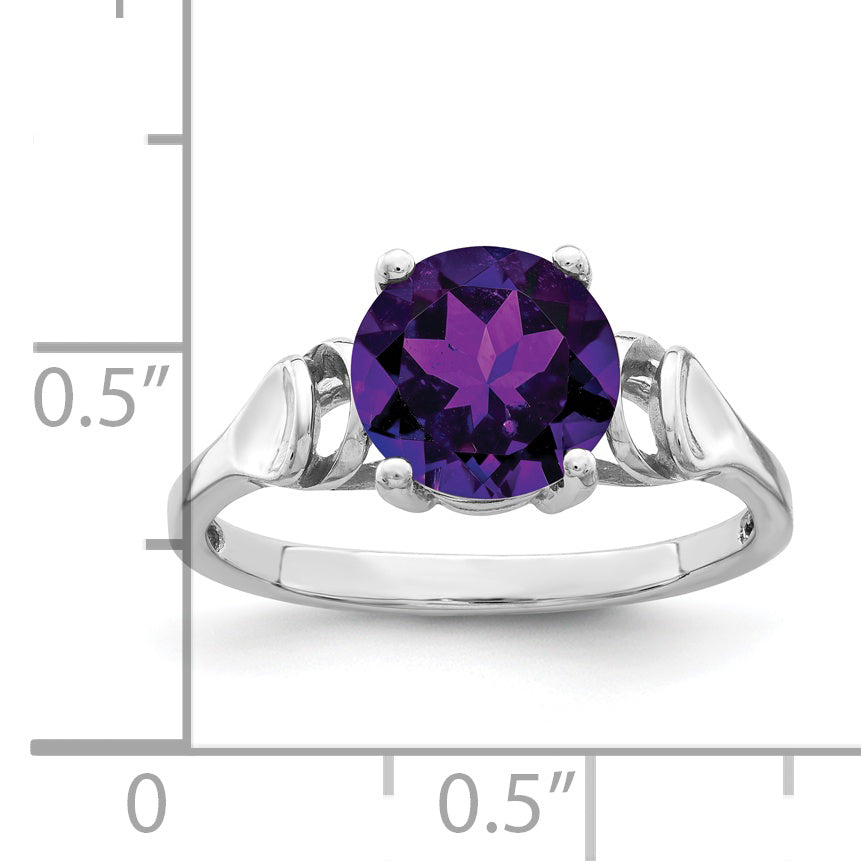 14k White Gold 8mm Round Gemstone Ring Mounting (No Stone Included)