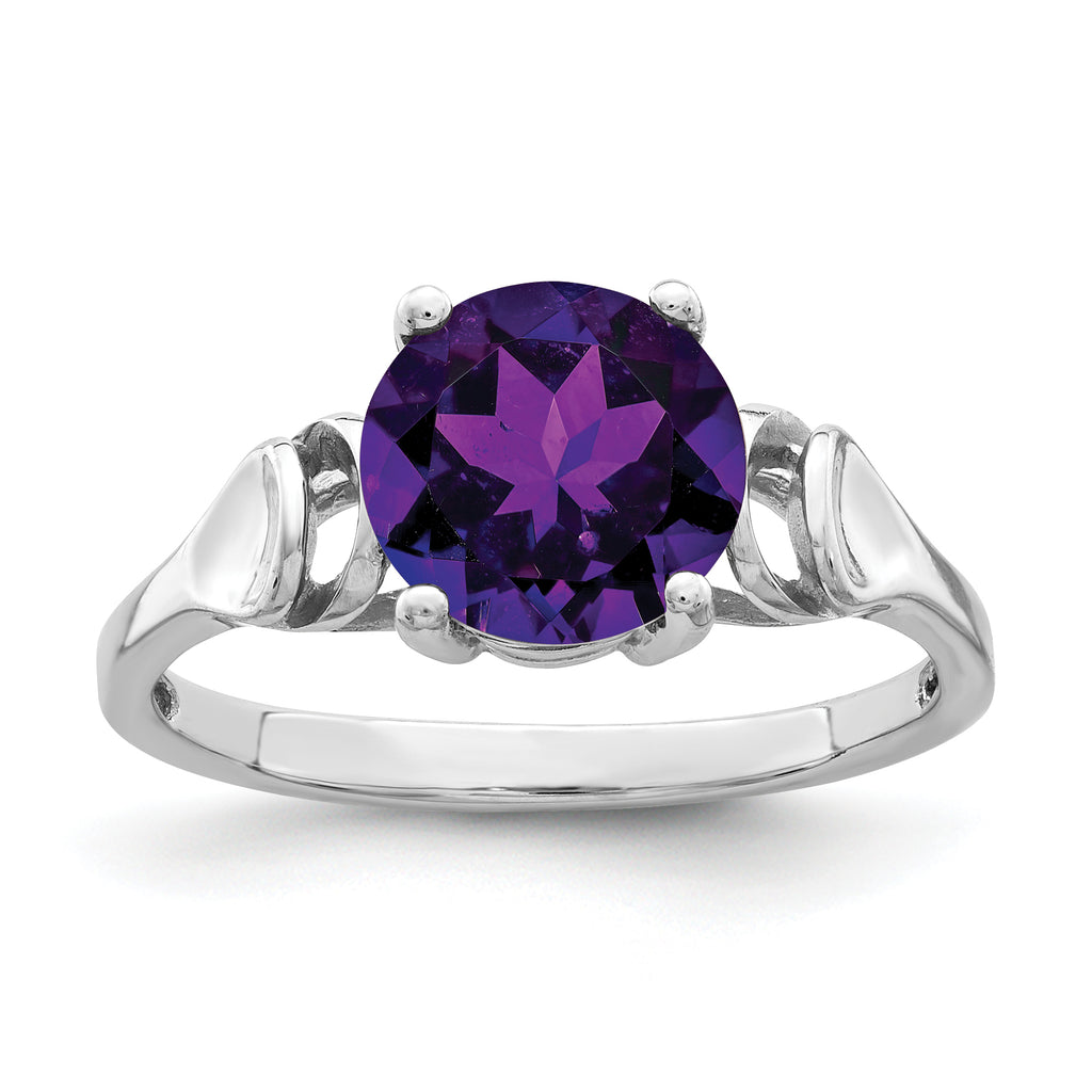 14k White Gold 8mm Round Gemstone Ring Mounting (No Stone Included)