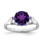 14k White Gold 8mm Round Gemstone Ring Mounting (No Stone Included)