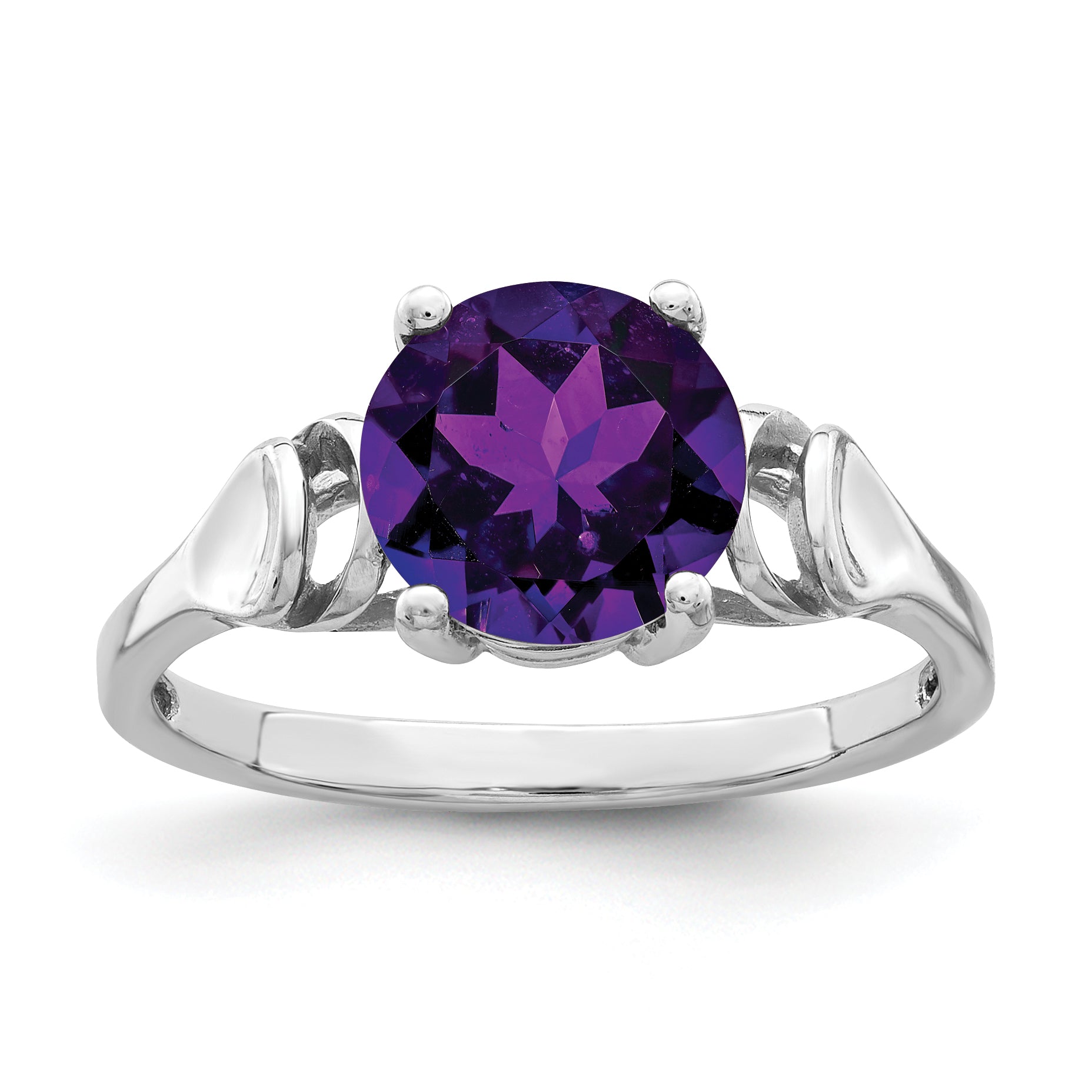 14k White Gold 8mm Round Gemstone Ring Mounting (No Stone Included)
