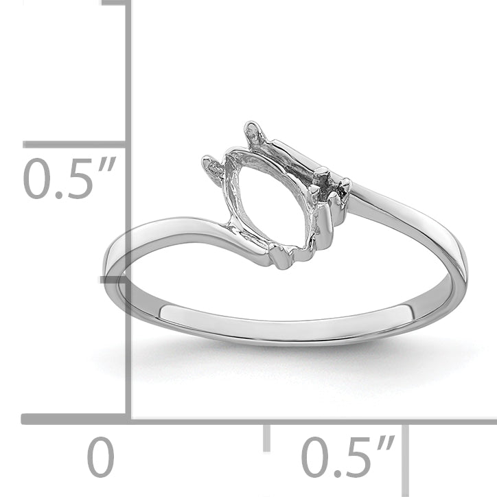 14k White Gold Diamond / 7x3.5mm Marquise Gemstone Ring Mounting (No Stone Included)