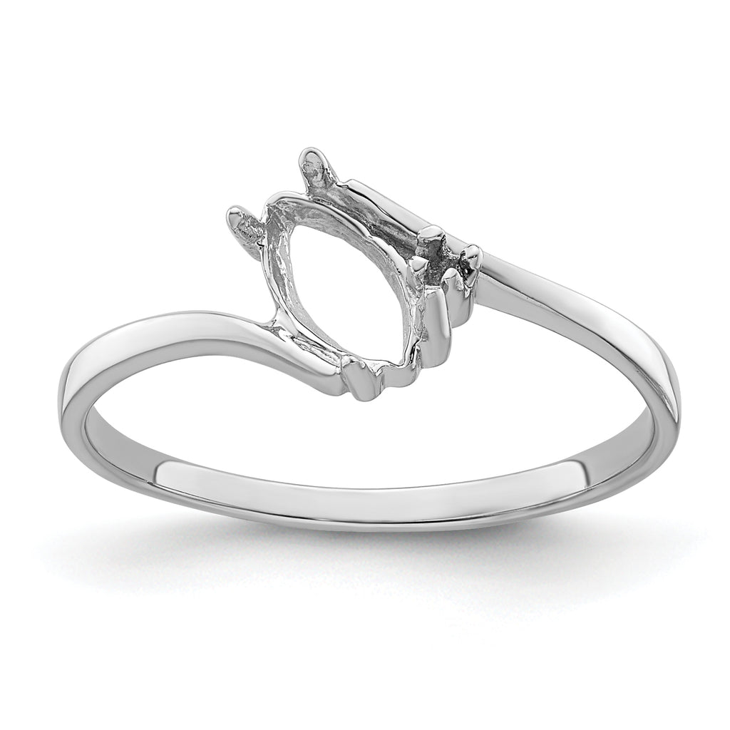 14k White Gold Diamond / 7x3.5mm Marquise Gemstone Ring Mounting (No Stone Included)