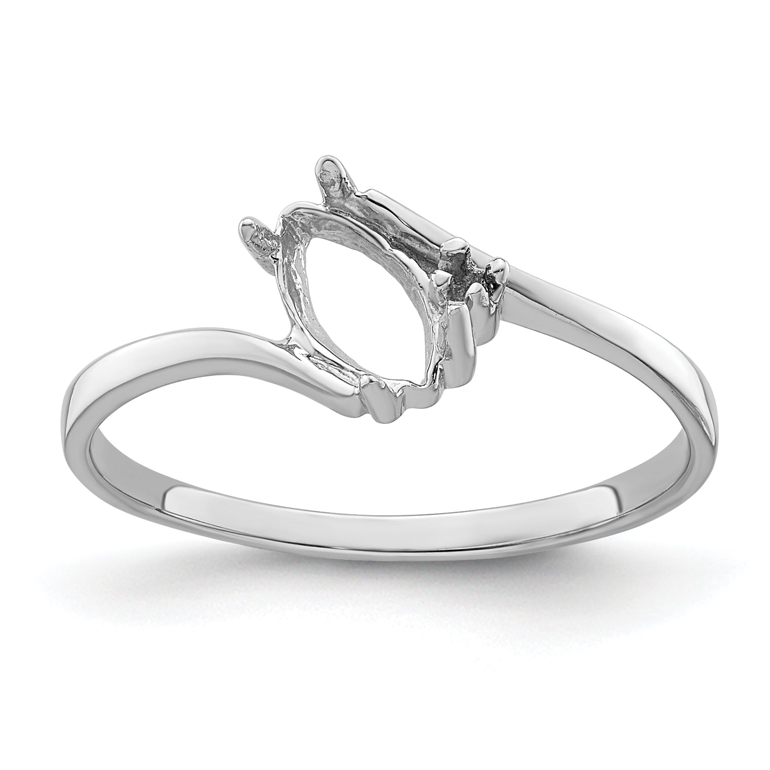 14k White Gold Diamond / 7x3.5mm Marquise Gemstone Ring Mounting (No Stone Included)