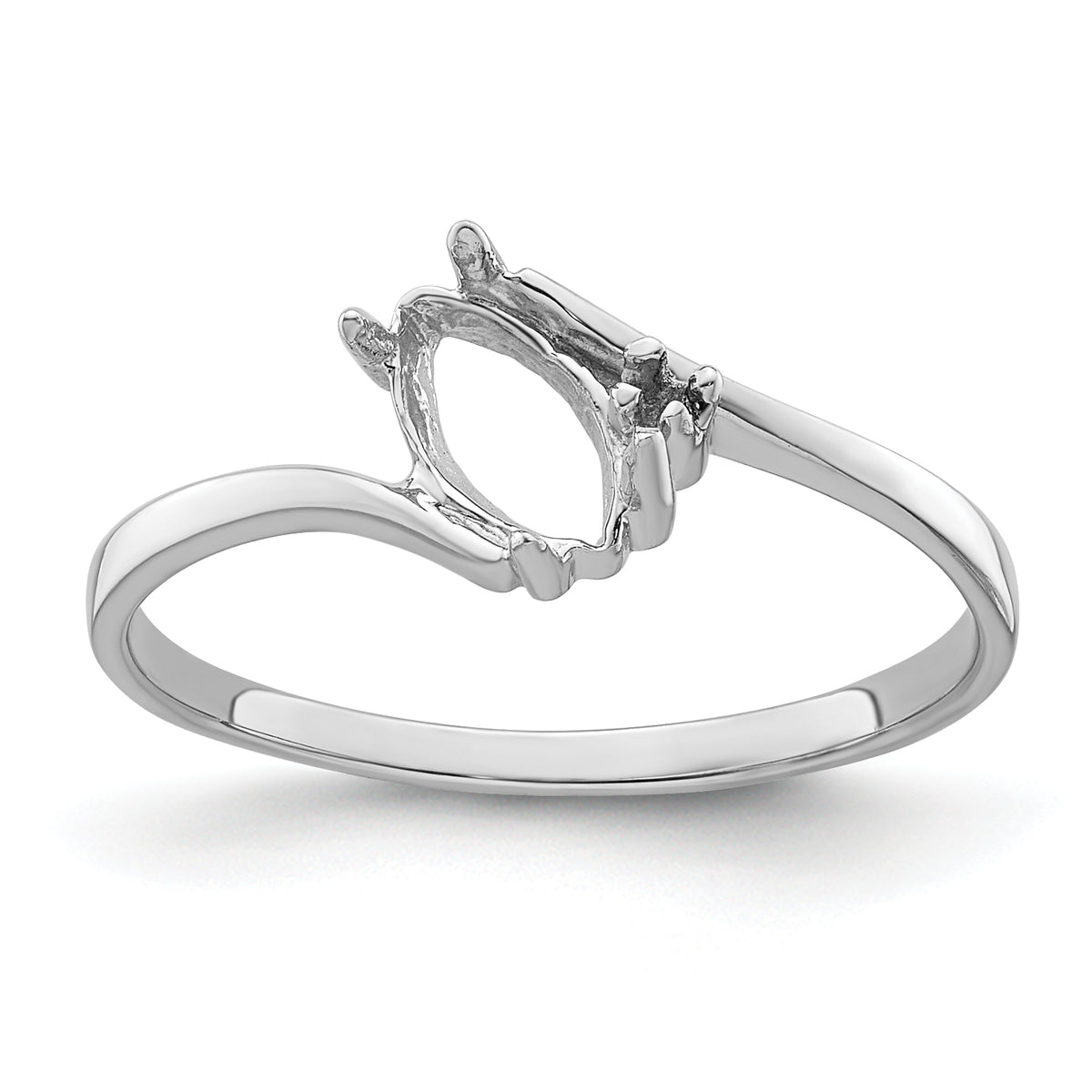 14k White Gold Diamond / 7x3.5mm Marquise Gemstone Ring Mounting (No Stone Included)