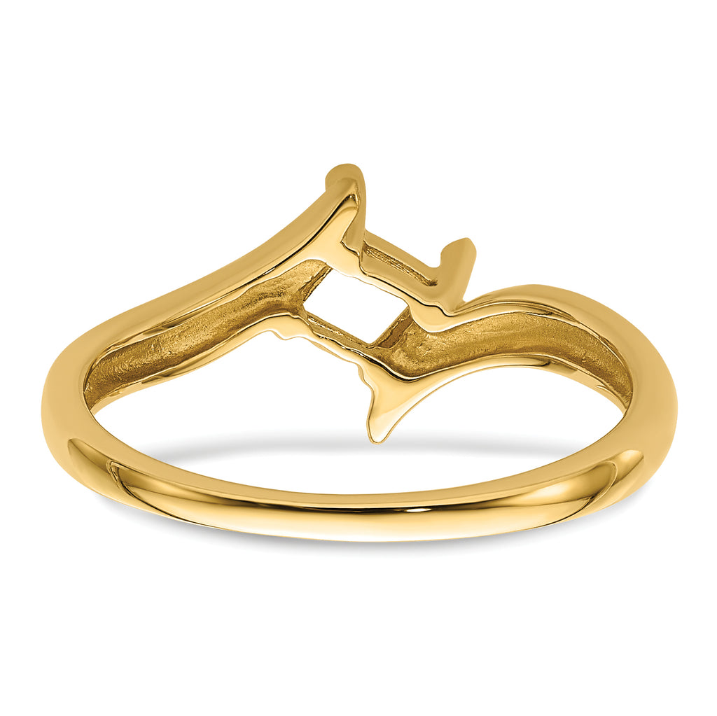 14k 4mm Princess Gemstone Ring Mounting (No Stone Included)