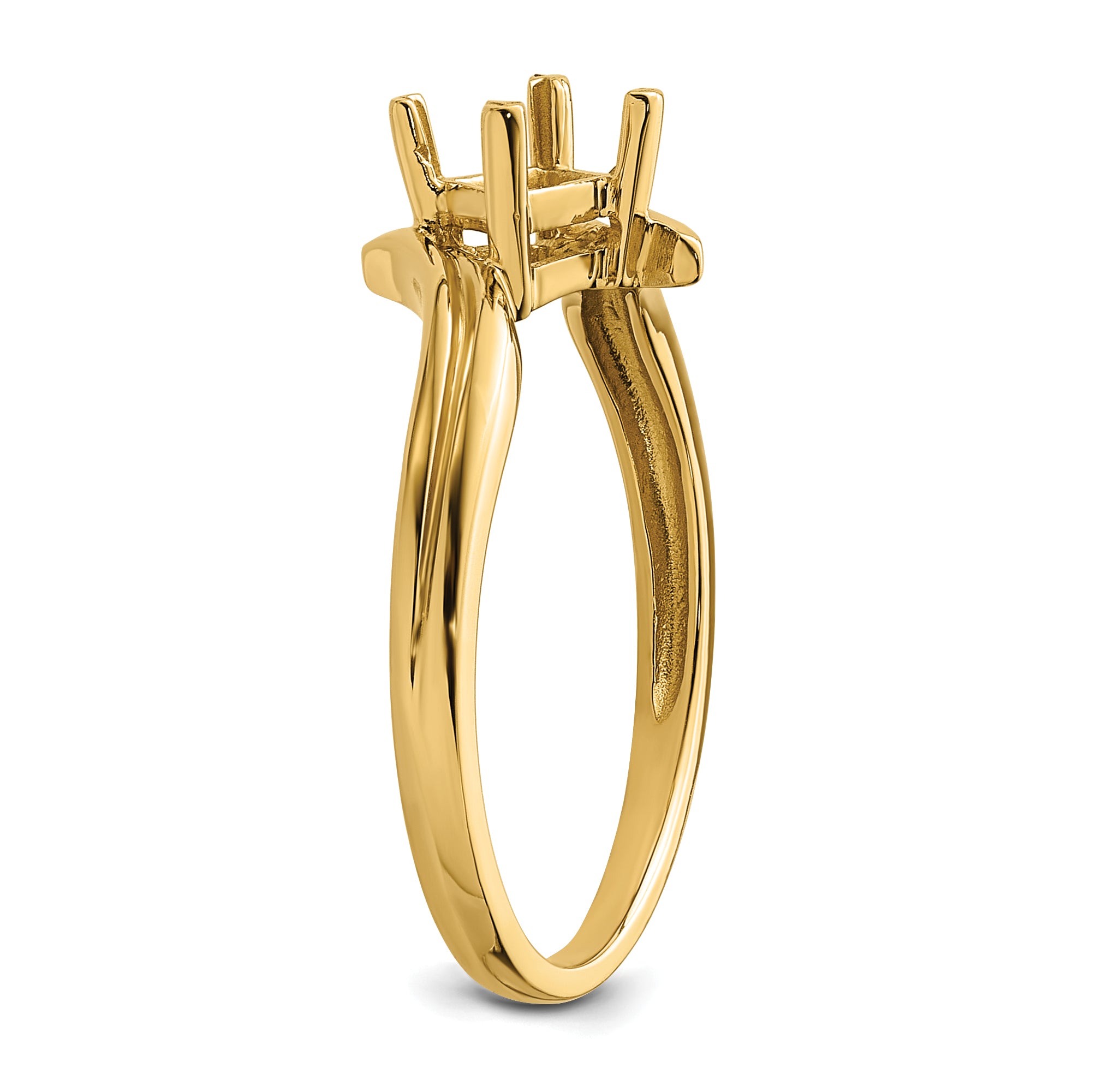 14k 4mm Princess Gemstone Ring Mounting (No Stone Included)