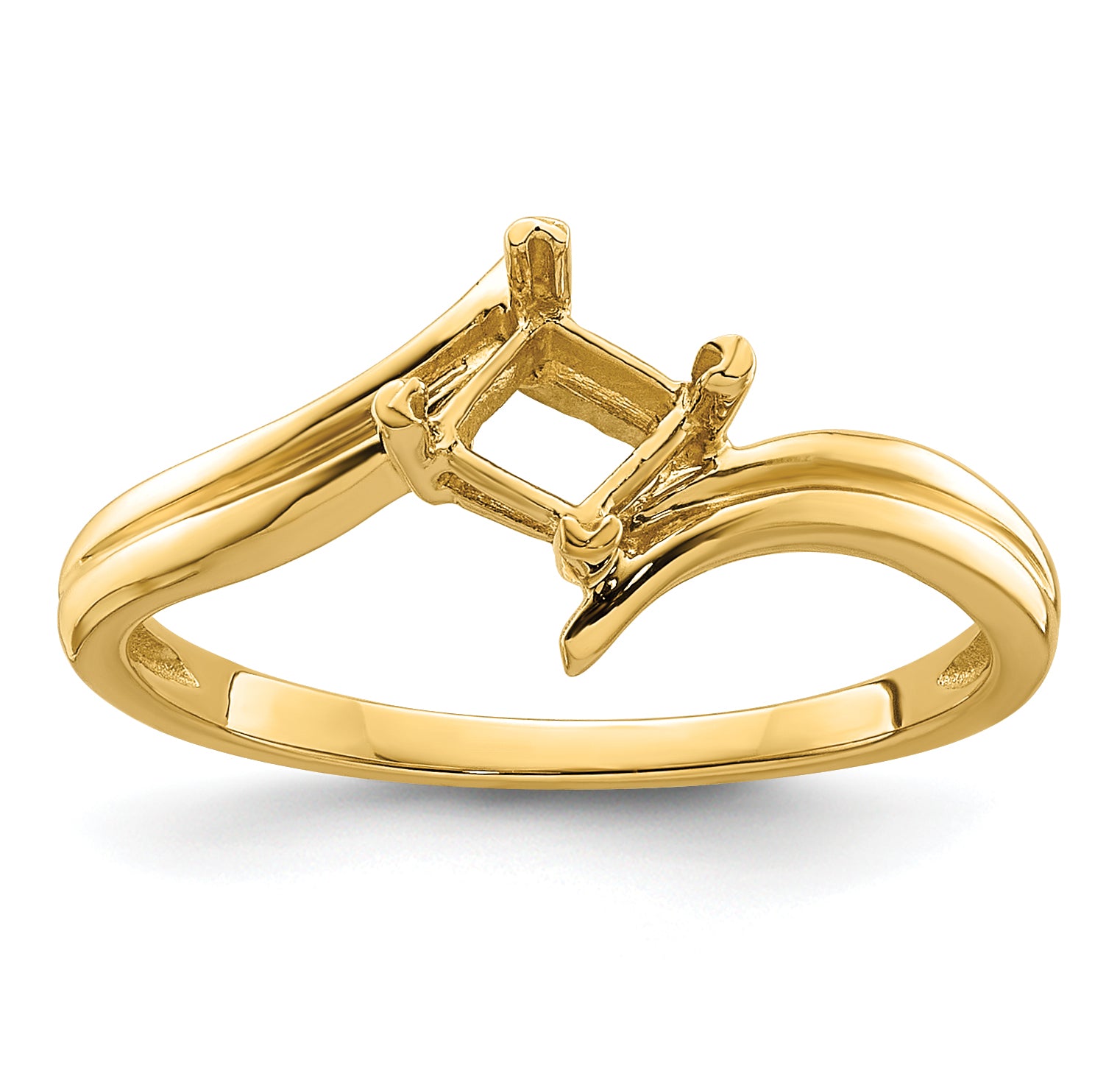14k 4mm Princess Gemstone Ring Mounting (No Stone Included)