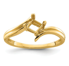 14k 4mm Princess Gemstone Ring Mounting (No Stone Included)
