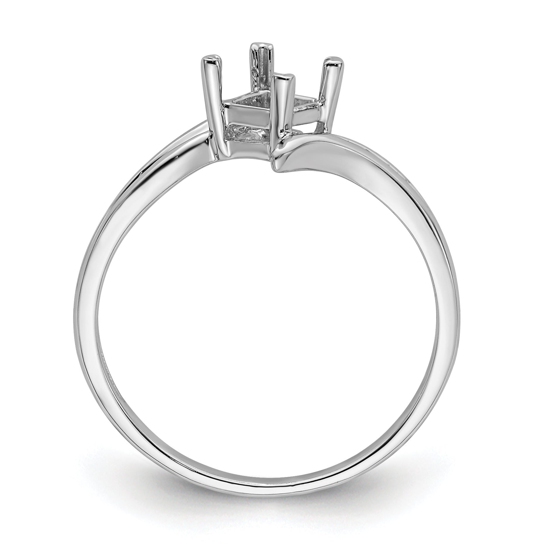 14k White Gold 4mm Princess Gemstone Ring Mounting (No Stone Included)