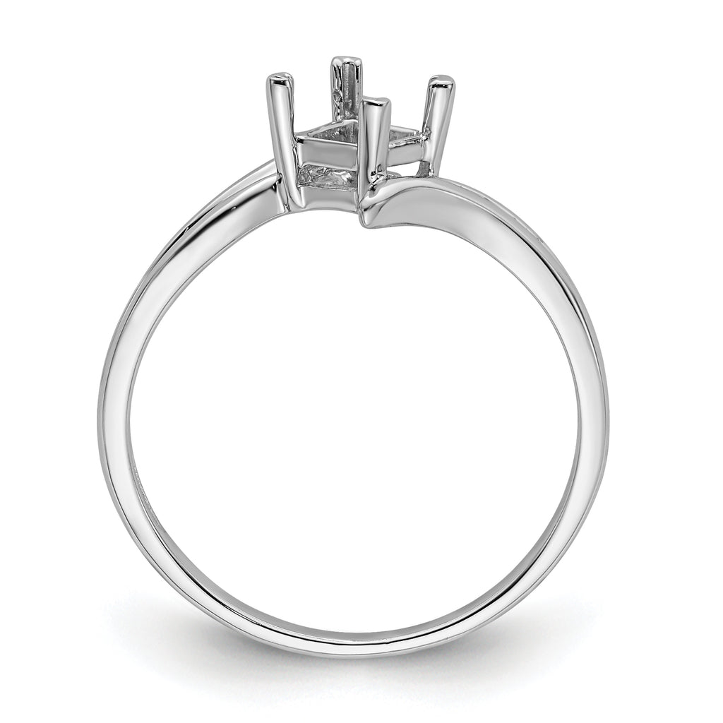 14k White Gold 4mm Princess Gemstone Ring Mounting (No Stone Included)
