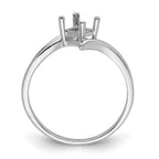 14k White Gold 4mm Princess Gemstone Ring Mounting (No Stone Included)