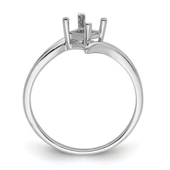 14k White Gold 4mm Princess Gemstone Ring Mounting (No Stone Included)