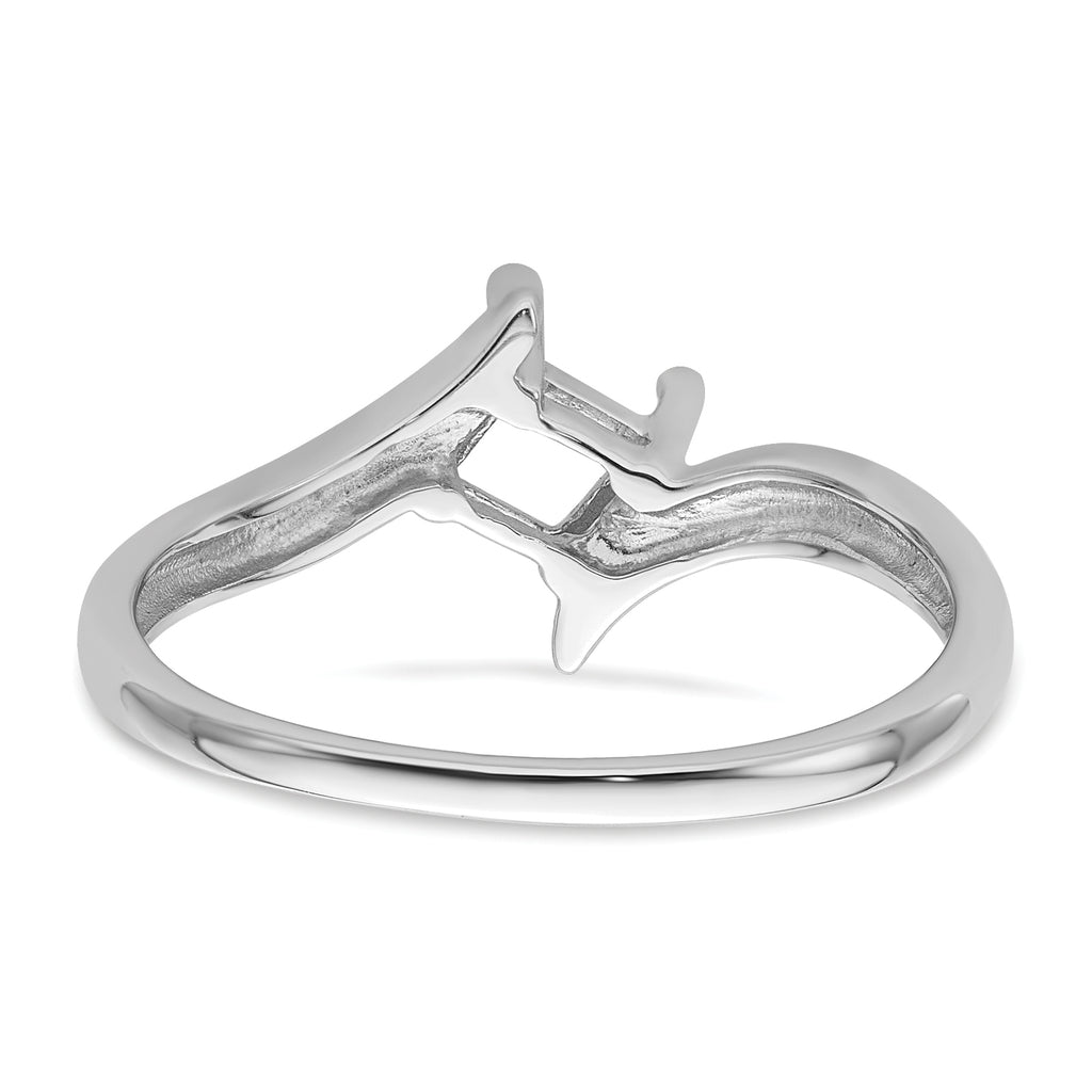 14k White Gold 4mm Princess Gemstone Ring Mounting (No Stone Included)