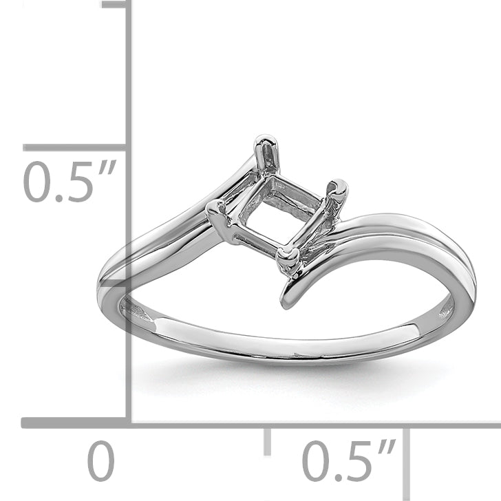 14k White Gold 4mm Princess Gemstone Ring Mounting (No Stone Included)