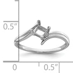 14k White Gold 4mm Princess Gemstone Ring Mounting (No Stone Included)