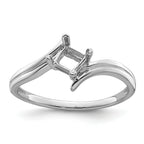 14k White Gold 4mm Princess Gemstone Ring Mounting (No Stone Included)