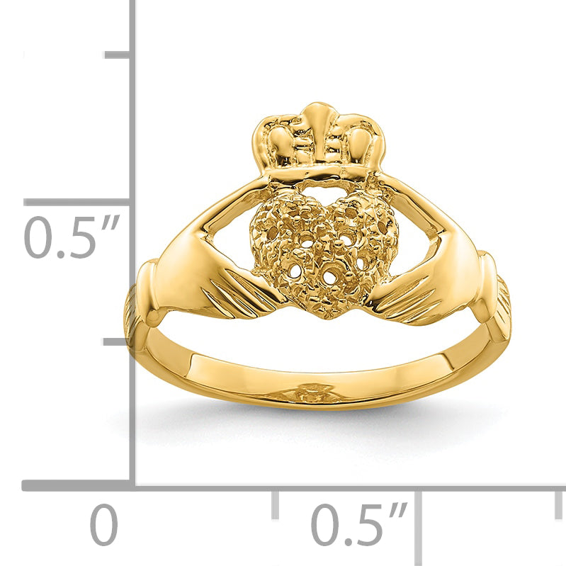 14ky Claddagh Ring Mounting (No Stone Included)