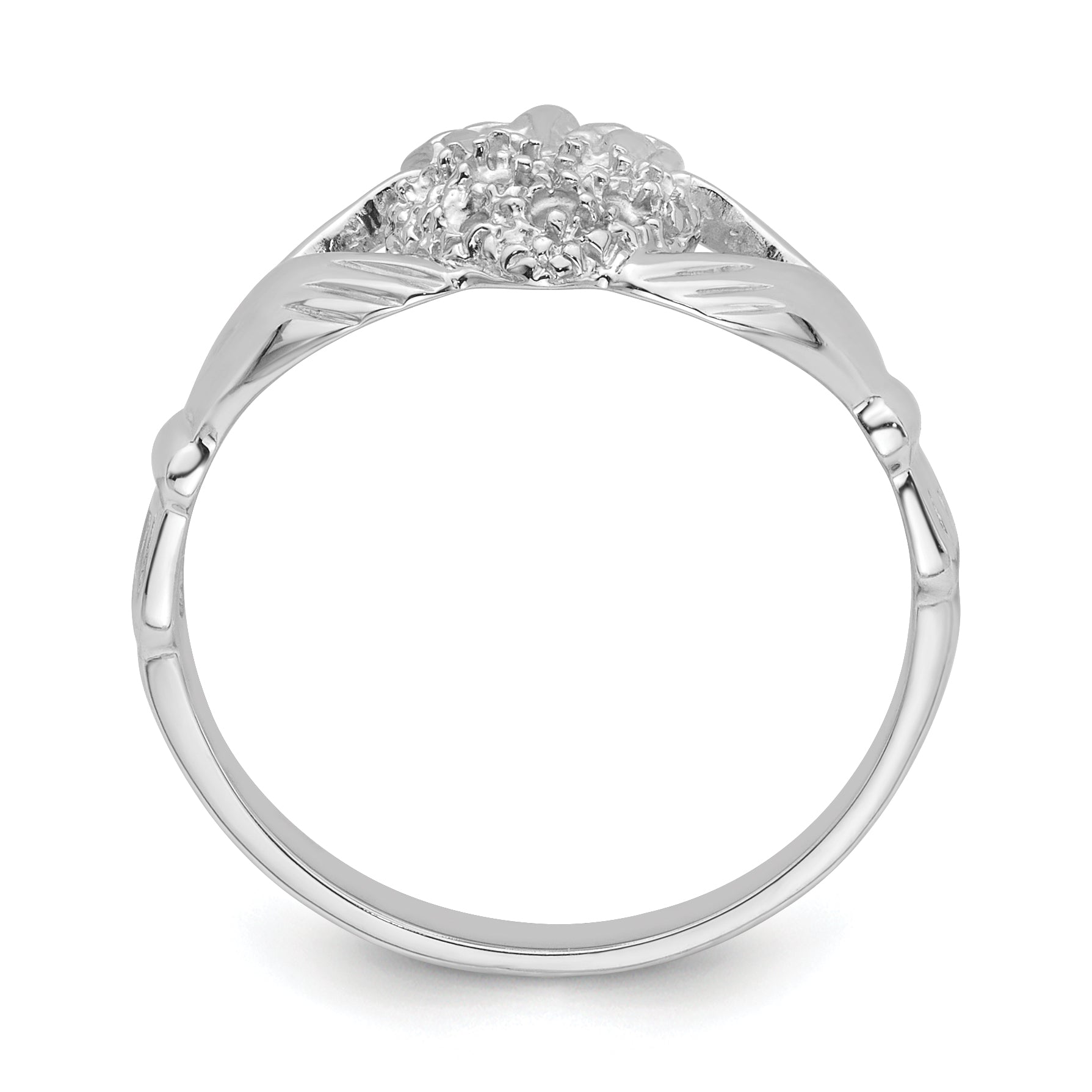 14k White Gold Claddagh Ring Mounting (No Stone Included)