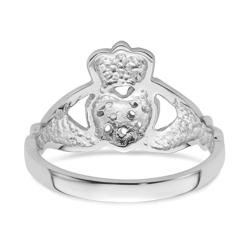 14k White Gold Claddagh Ring Mounting (No Stone Included)