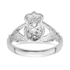 14k White Gold Claddagh Ring Mounting (No Stone Included)