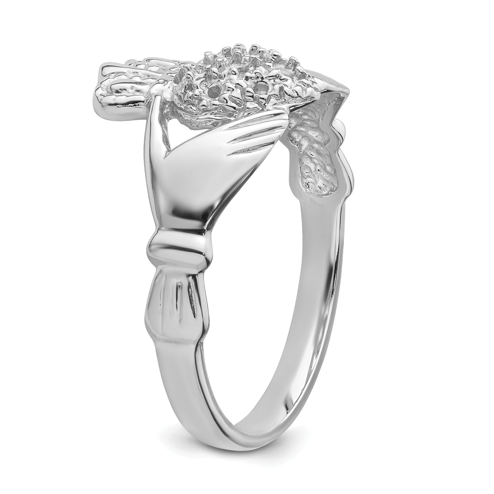 14k White Gold Claddagh Ring Mounting (No Stone Included)