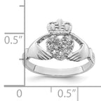 14k White Gold Claddagh Ring Mounting (No Stone Included)