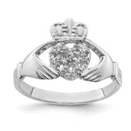 14k White Gold Claddagh Ring Mounting (No Stone Included)