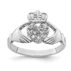 14k White Gold Claddagh Ring Mounting (No Stone Included)