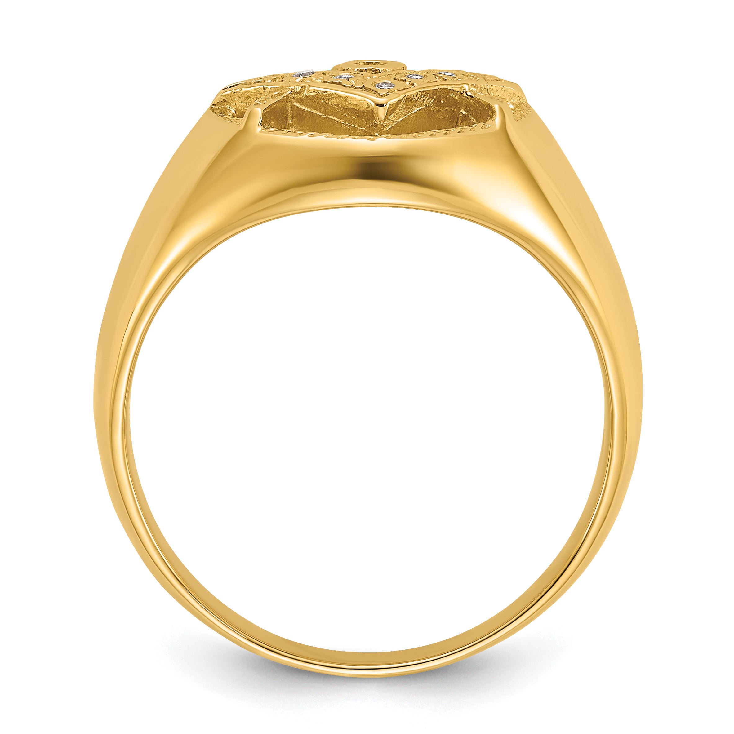 14k Men's Polished and Textured A Quality Diamond Masonic Ring Secondary image