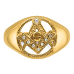 14k Men's Polished and Textured A Quality Diamond Masonic Ring