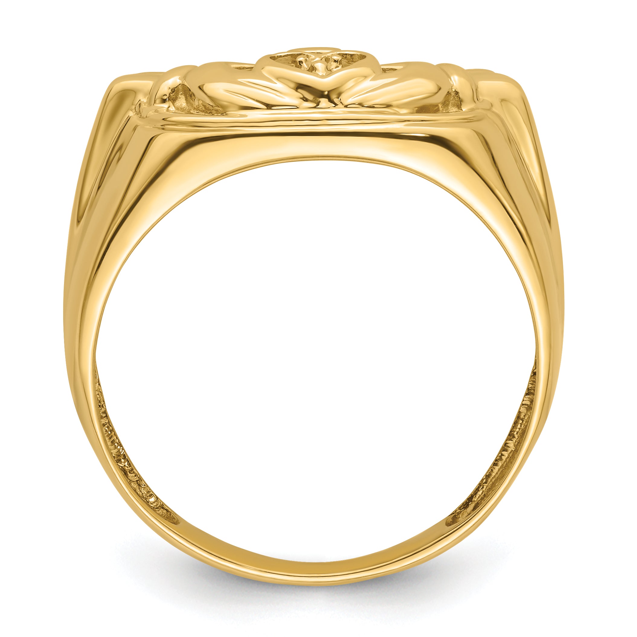 14k White Gold Men's Claddagh Band Mounting (No Stone Included) Secondary image