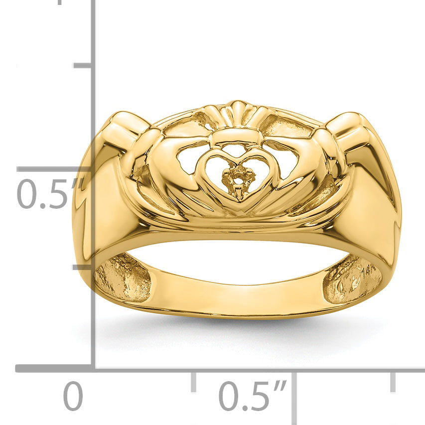 14k White Gold Men's Claddagh Band Mounting (No Stone Included)