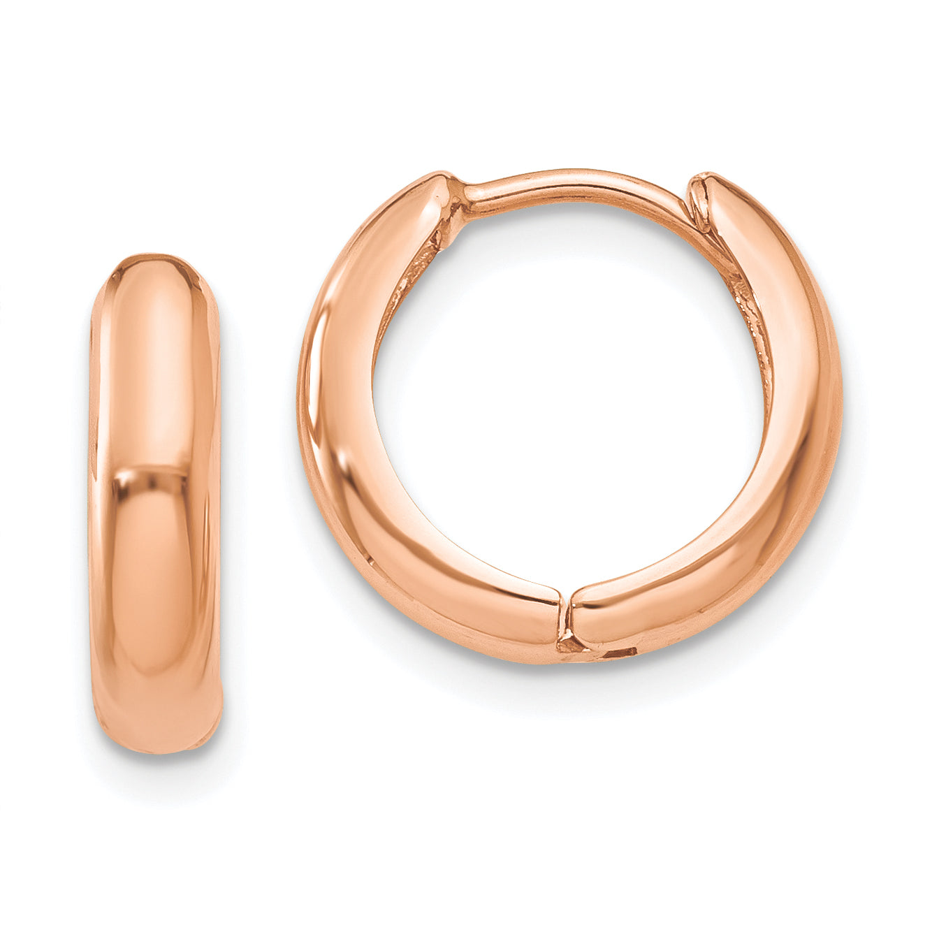 14k Rose Gold Polished Hinged Hoop Earrings Main image